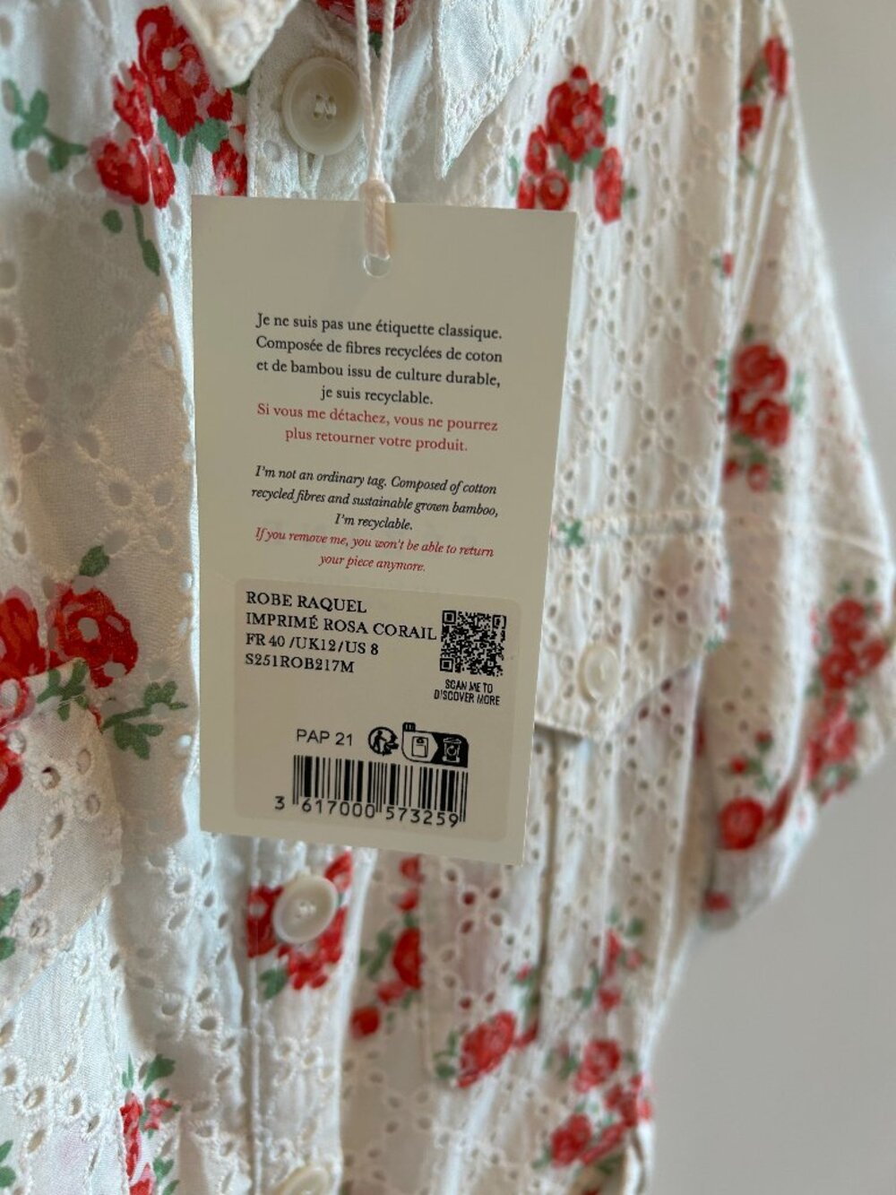 SEZANE Raquel Dress in Rosa Corail print, size FR40/US8, NWT - Picture 6 of 6